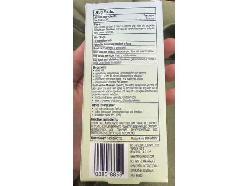 Trader Joe’s Daily Facial Mineral Sunscreen, SPF 40, 1.7 fl oz/50 mL