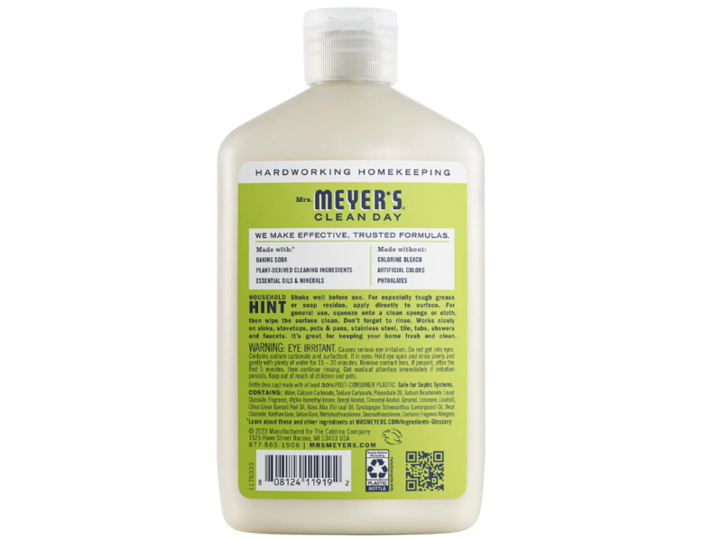 Mrs. Meyer's Clean Day Baking Soda Cream Cleaner, Lemon-Verbena, 12 fl oz/ 355 mL