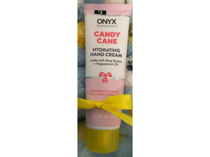 Onyx Professional Candy Cane Hydrating Hand Cream, Peppermint + Sugar, 3 fl oz/89 mL