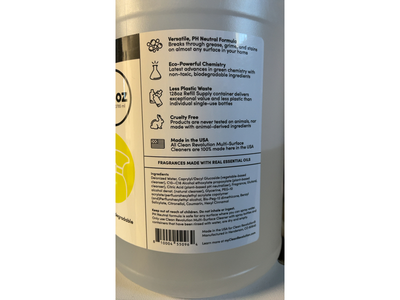 Clean Revolution Multi Surface Cleaner, Lemon & Herbs, 128 oz/3785 mL