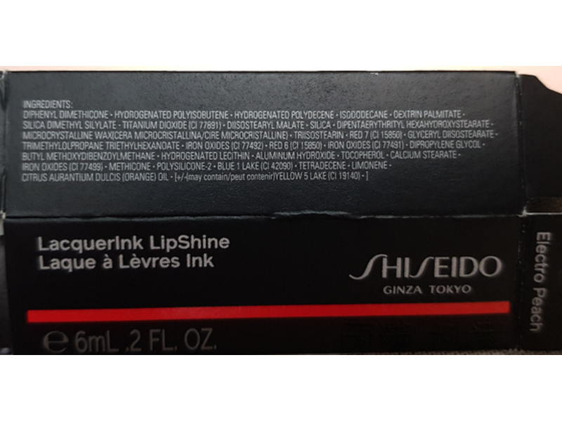 Shiseido Lacquerink Lipshine, 312 Electro Peach, 0.2 fl oz/6 mL