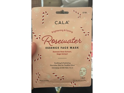 Cala Brightening & Toning Essence Face Mask, Rosewater, 0.8 fl oz/23 g
