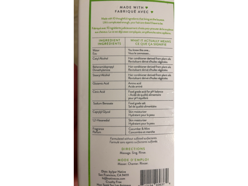 Native Volumizing Conditioner, Cucumber & Mint, 16.5 fl oz/487 ml