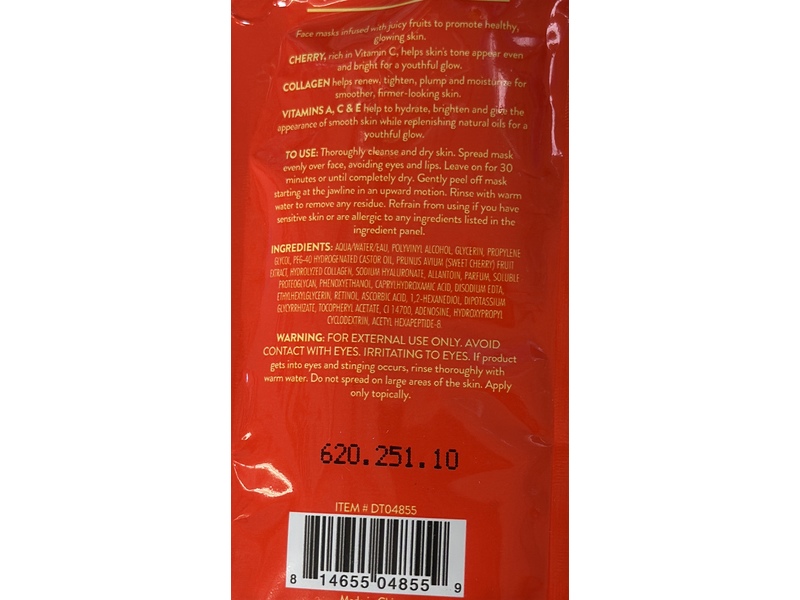 Global Beauty Care Peel-Off Mask, Cherry Chill, 1.18 fl oz/34 mL