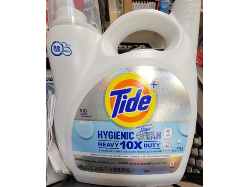 Tide Plus Hygienic Clean Heavy 10X Duty Detergent, Free Nature, 100 Loads, 154 fl oz/4.55 L