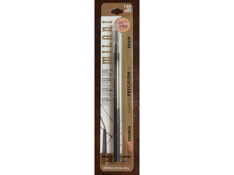 Milani Precision Brow Pencil, 130 Soft Brown, 0.0018 oz/0.05 g