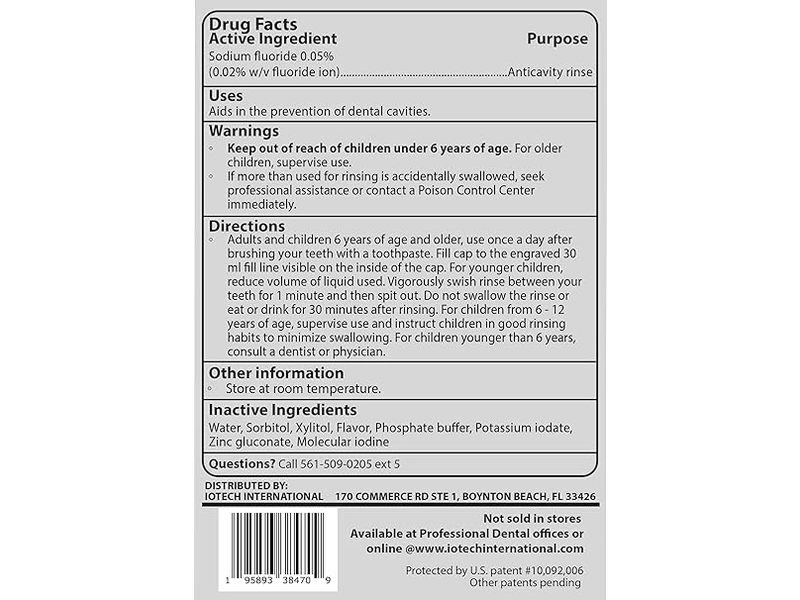 ioRinse AC Anticavity Fluoride Mouth Rinse, Mint Flavor, 33.8 fl oz/1 L