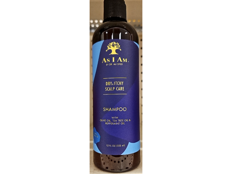 As I Am Dry & Itchy Scalp Care Shampoo, Olive Oil+Tea Tree Oil & Peppermint Oil, 12 fl oz/355 mL