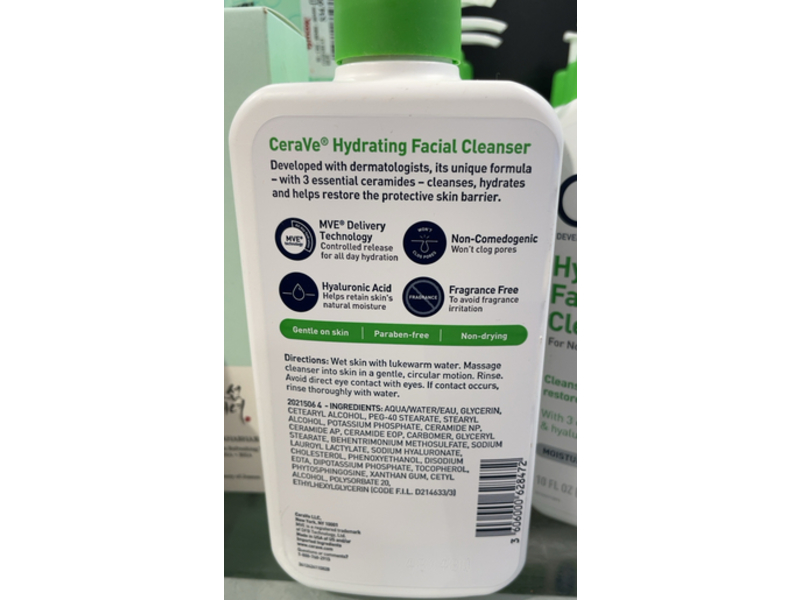 CeraVe Hydrating Facial Cleanser, 10 fl oz/296 mL