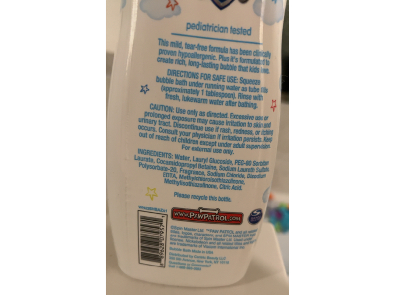 Paw Patrol Bubble Bath, Light, Fresh Scent Derived From Nature, 24 fl oz/710 mL