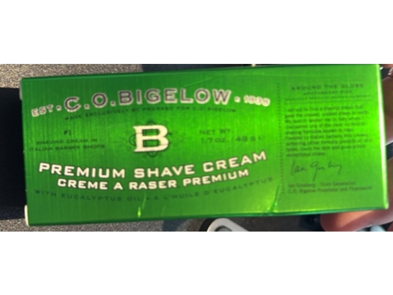 C.O. Bigelow Premium Shaving Cream, Eucalyptus Oil, 1.7 oz/48 g
