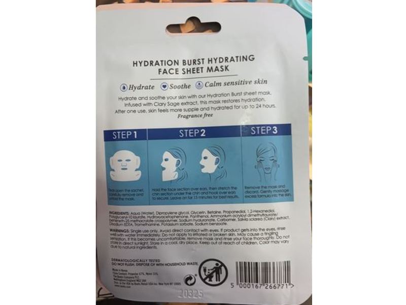Botanics Hydrating Face Sheet Mask, Hydration Burst, 0.72 oz/20.6 g, 1 Count