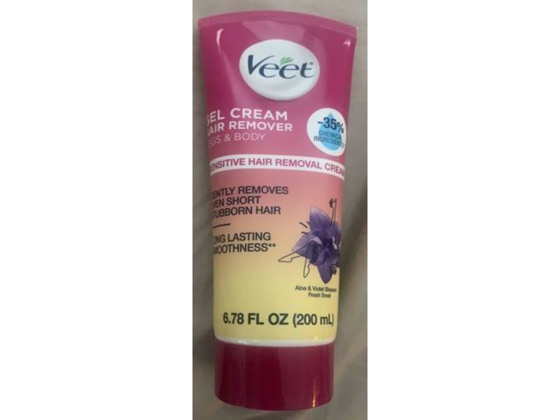 Veet Hair Remover Gel Cream, Sensitive, Aloe & Violet Blossom, 6.78 fl oz/200 mL
