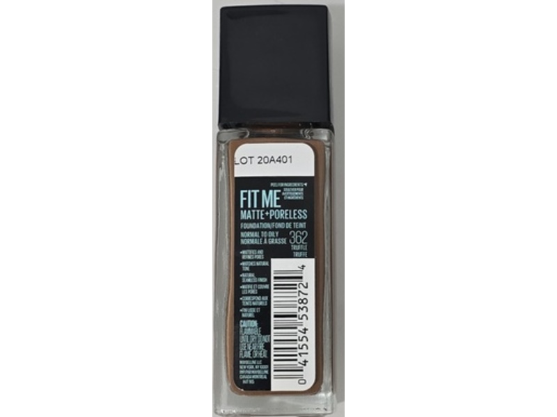 Maybelline New York Fit Me Matte +Poreless Liquid Foundation, 362 Truffle, 1 fl oz/30 mL