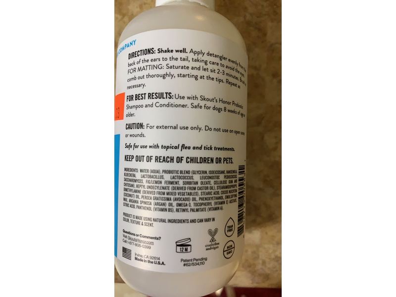 Skout's Honor Detangler Conditioning, Unscented, 8 fl oz / 236 ml