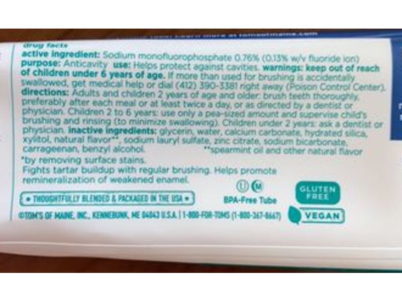 Tom's Of Maine Whole Care, Spearmint, 4 oz/113 g