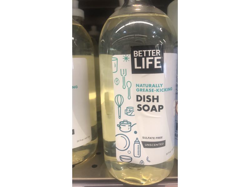 Better Life Dish Soap, Unscented, 22 oz/651 ml