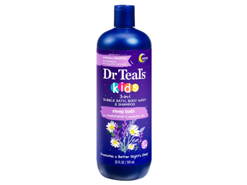 Dr Teal's Kids 3-In-1 Bubble Bath, Body Wash & Shampoo, Sleep Bath, 20 fl oz/591 mL