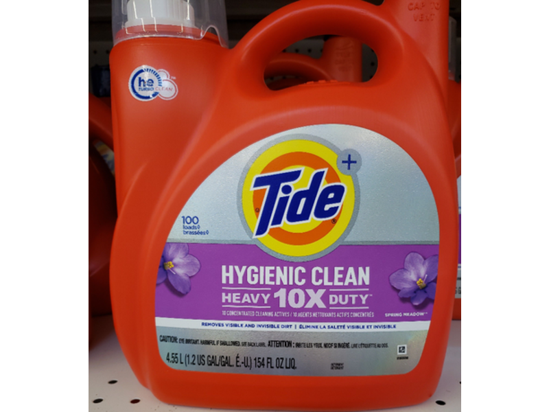 Tide Heavy Duty Hygienic Clean Detergent, Spring Meadow Scent, 100 Loads, 154 fl oz/4.55 L