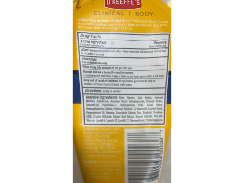 O'Keeffe's Eczema Relief Body Cream, 5 oz/142 g