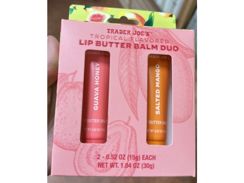 Trader Joe's Tropical Flavored Lip Butter Balm Duo, Guava Honey & Salted Mango, 1.04 oz/30 g