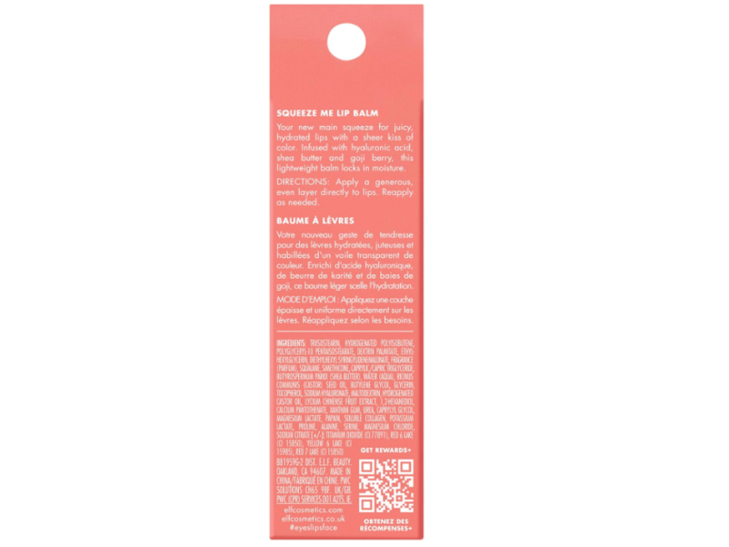 e.l.f. Squeeze Me Lip Balm, Strawberry, 0.21 oz/6 g