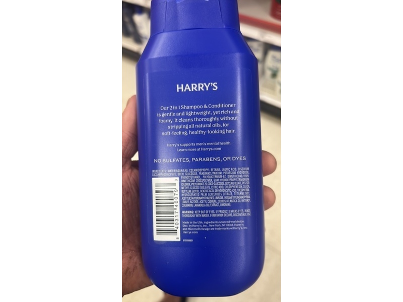 Harry's 2 In 1 Shampoo & Conditioner, Wildlands, 14 fl oz/414 mL, Pack Of 3