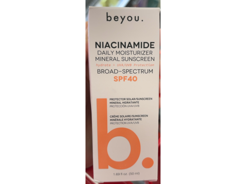 Beyou. Daily Moisturizer Mineral Sunscreen, SPF 40, Niacinamide, 1.69 fl oz/50 mL