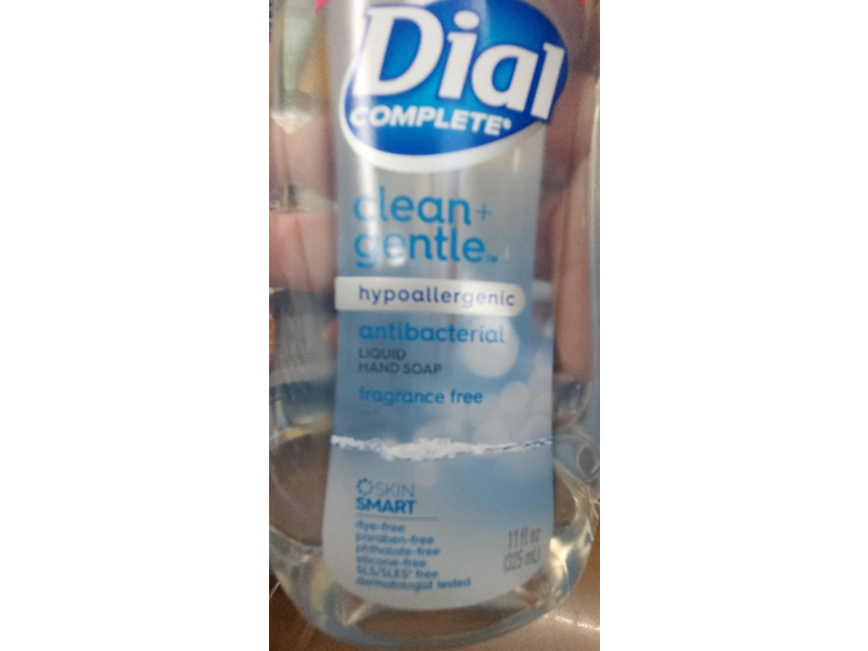 Dial Complete Antibacterial Liquid Hand Soap, Fragrance Free, Hypoallergenic, 11 fl oz/325 mL