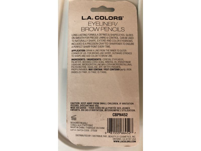 L.a Colors Eyeliner/Brow Pencil With Sharpner, Black/Brown, 0.035 oz/1 g