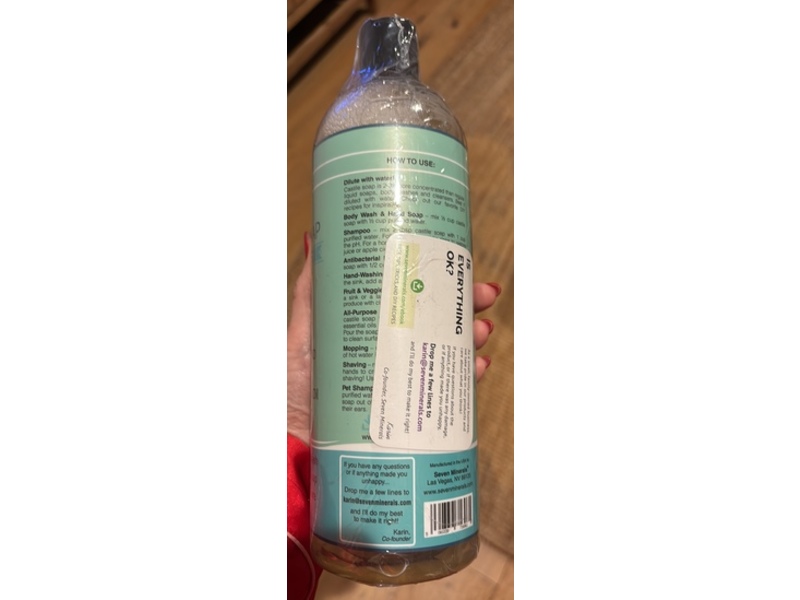 Seven Minerals Pure Castile Soap, Peppermint, 33.8 fl oz/1 L