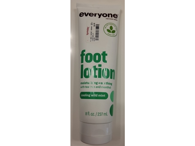 Everyone For Everybody Moisturizing + Soothing Foot Lotion, Cooling Wild Mint, 8 fl oz/237 mL