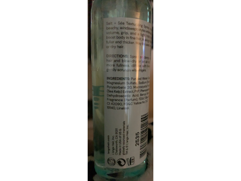 L'ange Texturizing Spray, Sea + Salt, 4 fl oz/118 mL