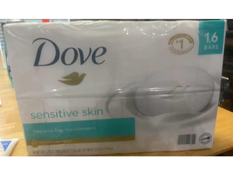 Dove Sensitive Skin Soap Bar, 3.75 oz/106 g, Count 12