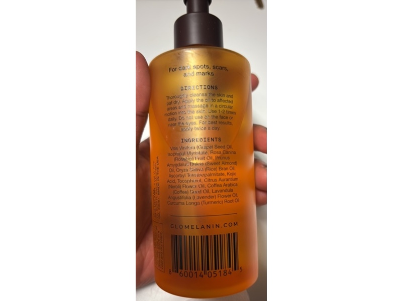 Glo Melanin Brightening Body Oil, Turmeric Oil + Coffee Oil + Vitamin E, 8 fl oz/240 mL