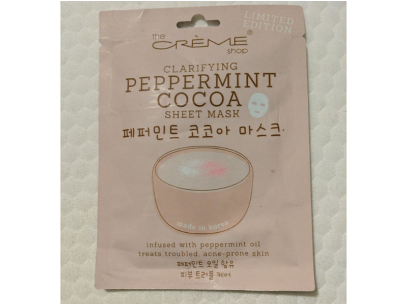 The Creme Shop Clarifying Sheet Mask, Peppermint Cocoa, 0.88 oz/25 g