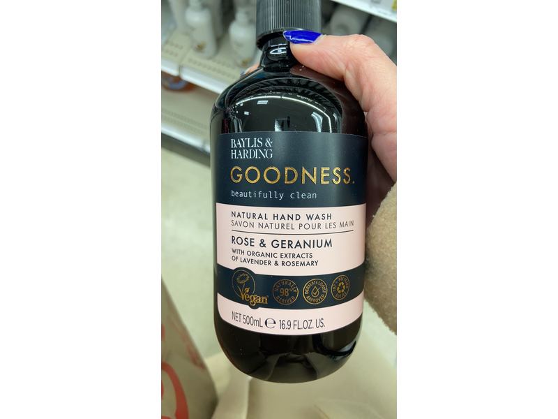 Baylis & Harding Goodness Natural Hand Wash, Rose & Geranium, 16.9 fl oz/500 mL
