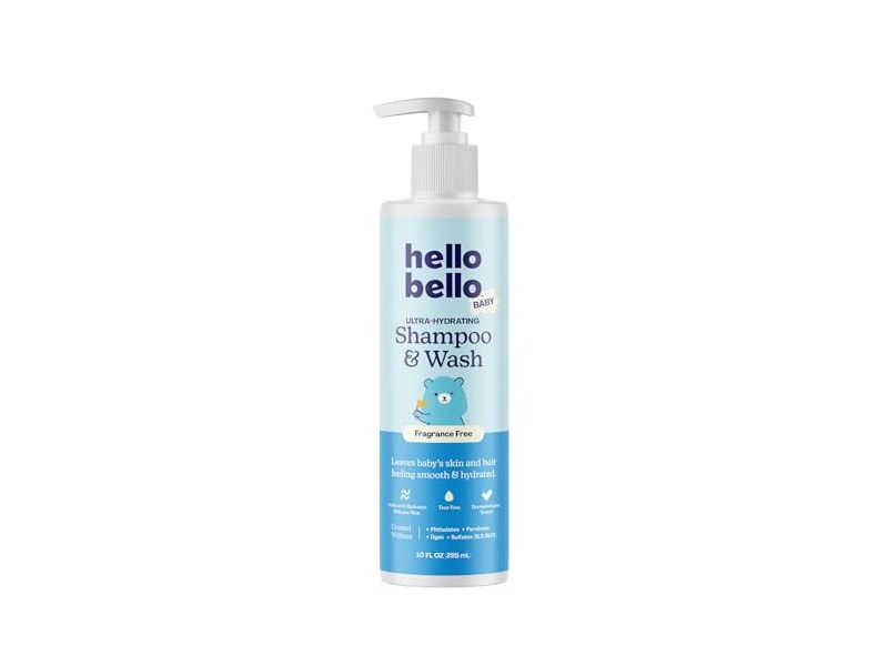 Hello Bello Baby Ultra-Hydrating Shampoo & Wash, Fragrance Free, 10 fl oz/295 mL