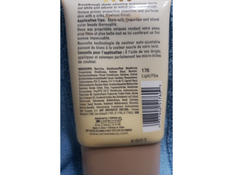 Wet N Wild Intuitive Blend Foundation+ Primer, Shade Adjusting, 176 Light, 1 oz/28 g