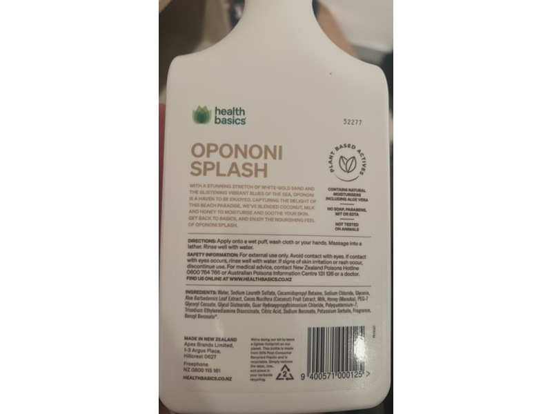 Health Basics Body Wash, Opononi Splash, 950 mL