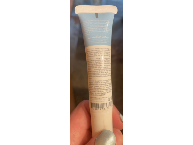 Cosmedica Skincare Brightening Eye Gel Treatment, Vitamin C&E + Hyaluronic Acid, 0.5 oz/15 mL