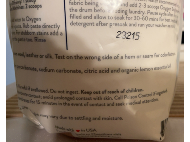 Clean People. Oxygen Brightener Stain Remover, 79 oz/2.2 Kg