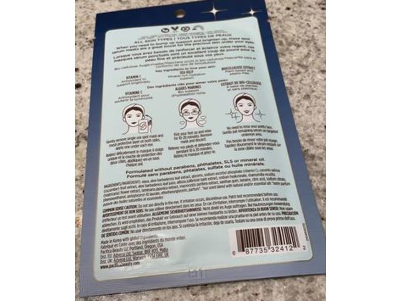 Pacifica Eye Bright Undereye Spot Serum Mask, Vitamin C + Biocellulose, 0.23 fl oz/7 mL