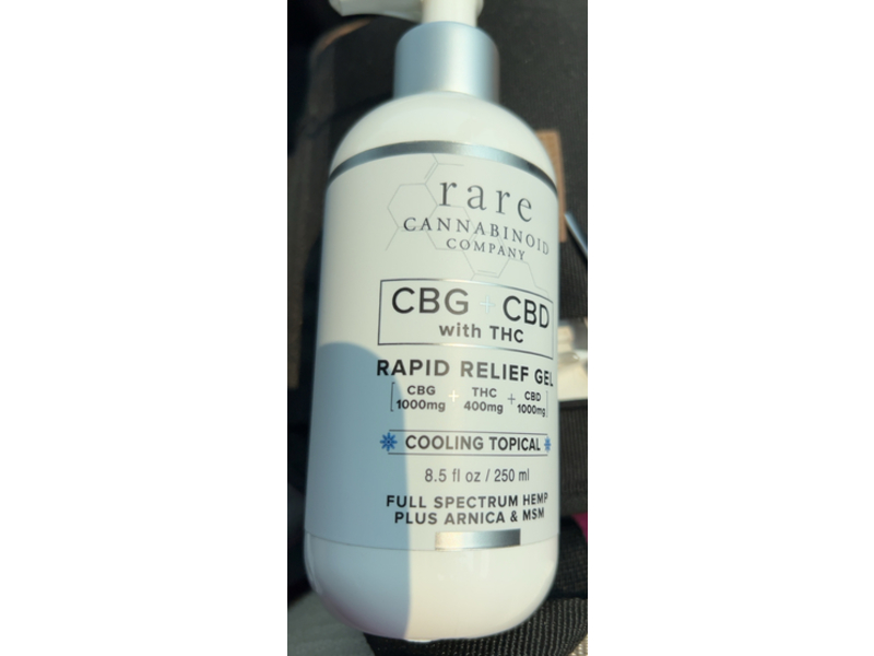 Rare Cannabinoid Company CBG + CBD + THC Rapid Relief Gel, Cooling Topical, 8.5 fl oz/250 mL