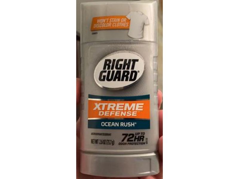 Right Guard XTreme Defense Deodorant, Ocean Rush, 2.6 oz/73.7 g