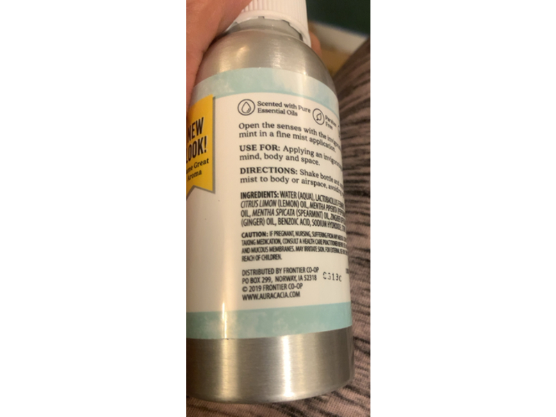 Aura Cacia Invigorating Ginger & Mint Aromatherapy Mist, 4 fl oz/118 mL