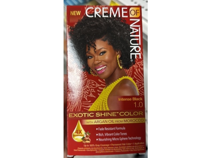 Creme of Nature Exotic Shine Color Permanent Hair Color, Intense Black 1.0, 1 Application