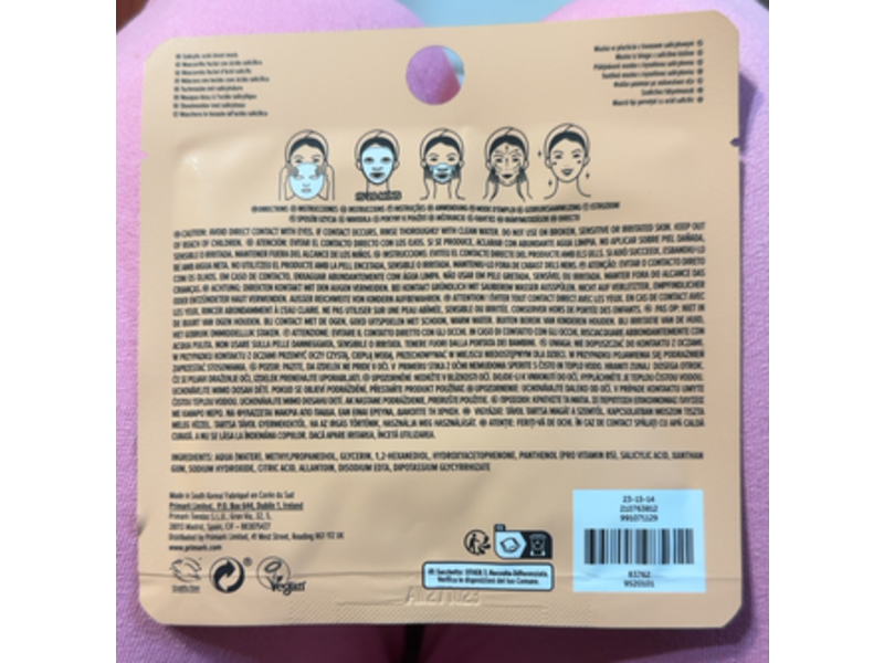 PS... Sheet Mask, Salicylic Acid, 0.81 oz/23 g, Pack Of 7