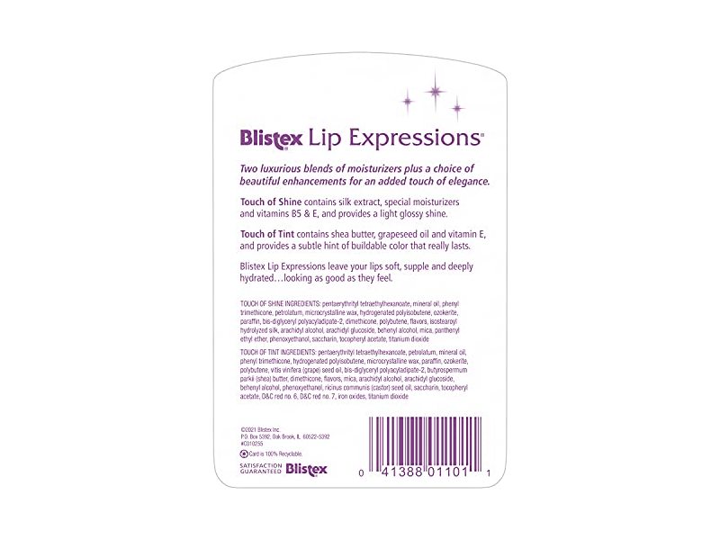 Blistex Lip Expressions, Touch of Shine, Touch Of Tint, 0.13 oz/3.69 g