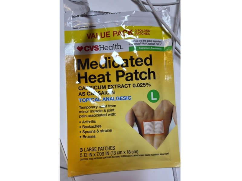CVS Health Medicated Heat Patch, Capsicum Extract 0.025%, 3 Count